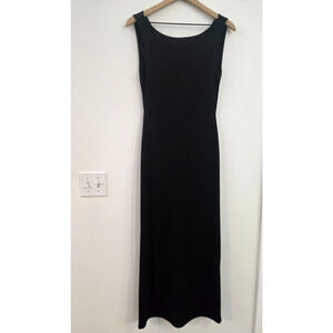 ZARA Black Midi Dress Size S – Elegant Cowl Neck Front, Scoop Back, Stretchy Chi